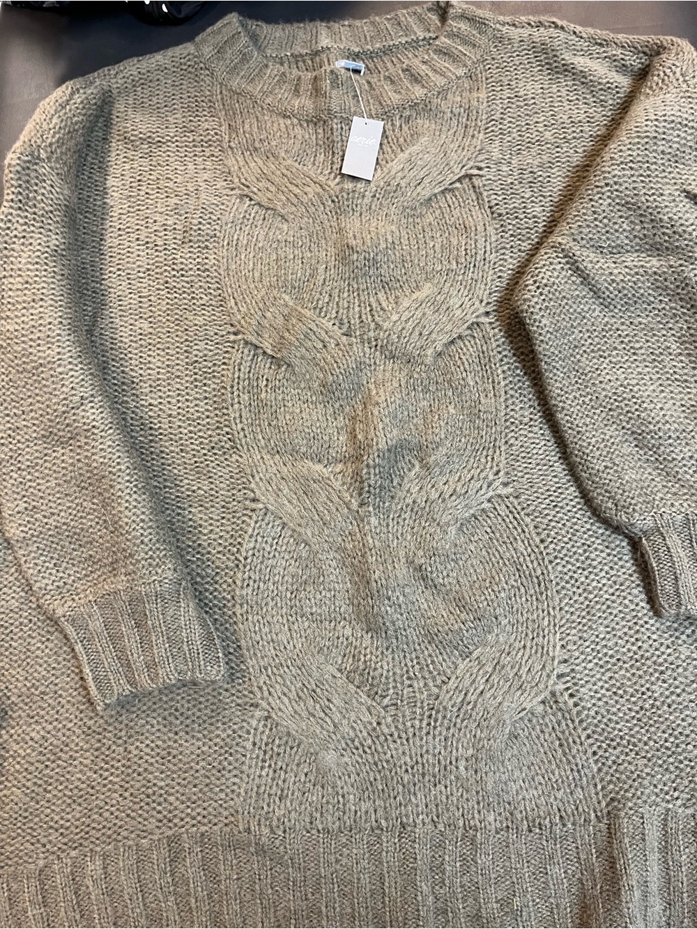 aerie Cable-Knit Crewneck Sweater - Tan